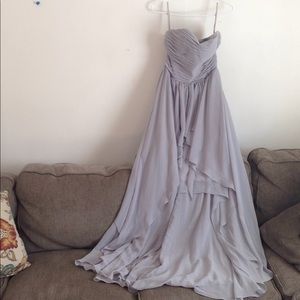 Hi-low light grey bridesmaids/prom dress.